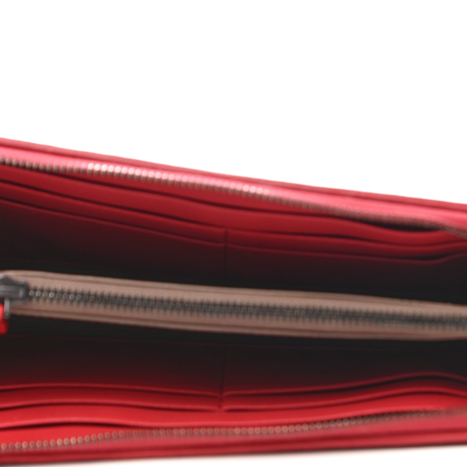 Bottega Veneta Nappa Intrecciato Half Zip Around Wallet Red 5 of 9