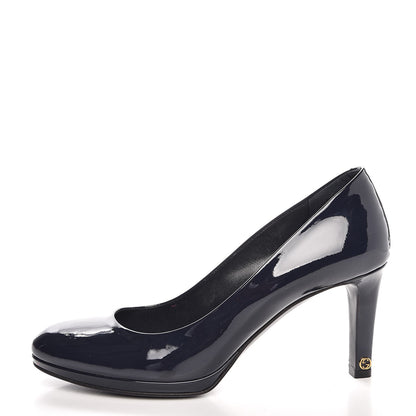Gucci Patent Platform Pumps 38 Navy Blue 1 of 29