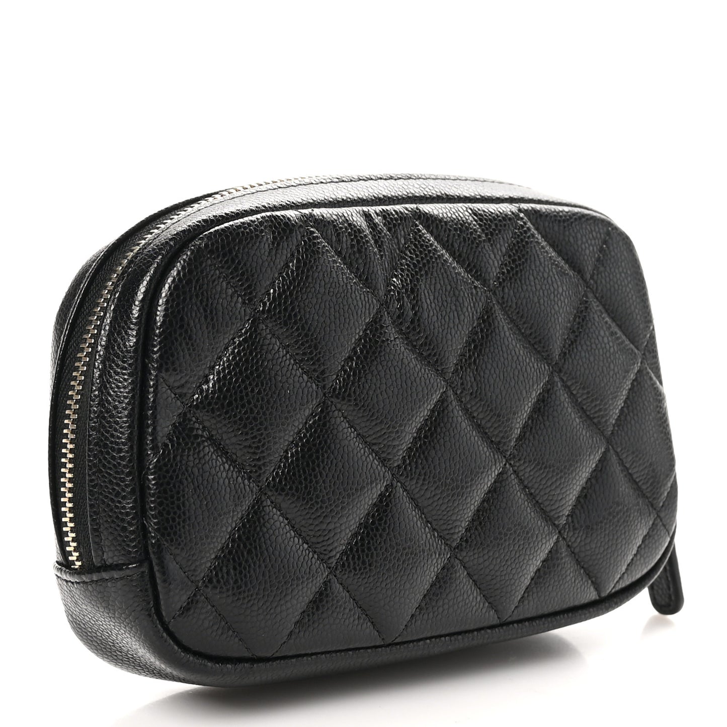 Caviar Quilted Small Curvy Pouch Cosmetic Case Black