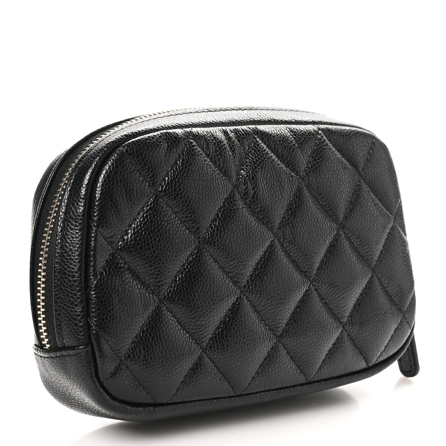 Chanel Caviar Quilted Small Curvy Pouch Cosmetic Case Black 3 of 10