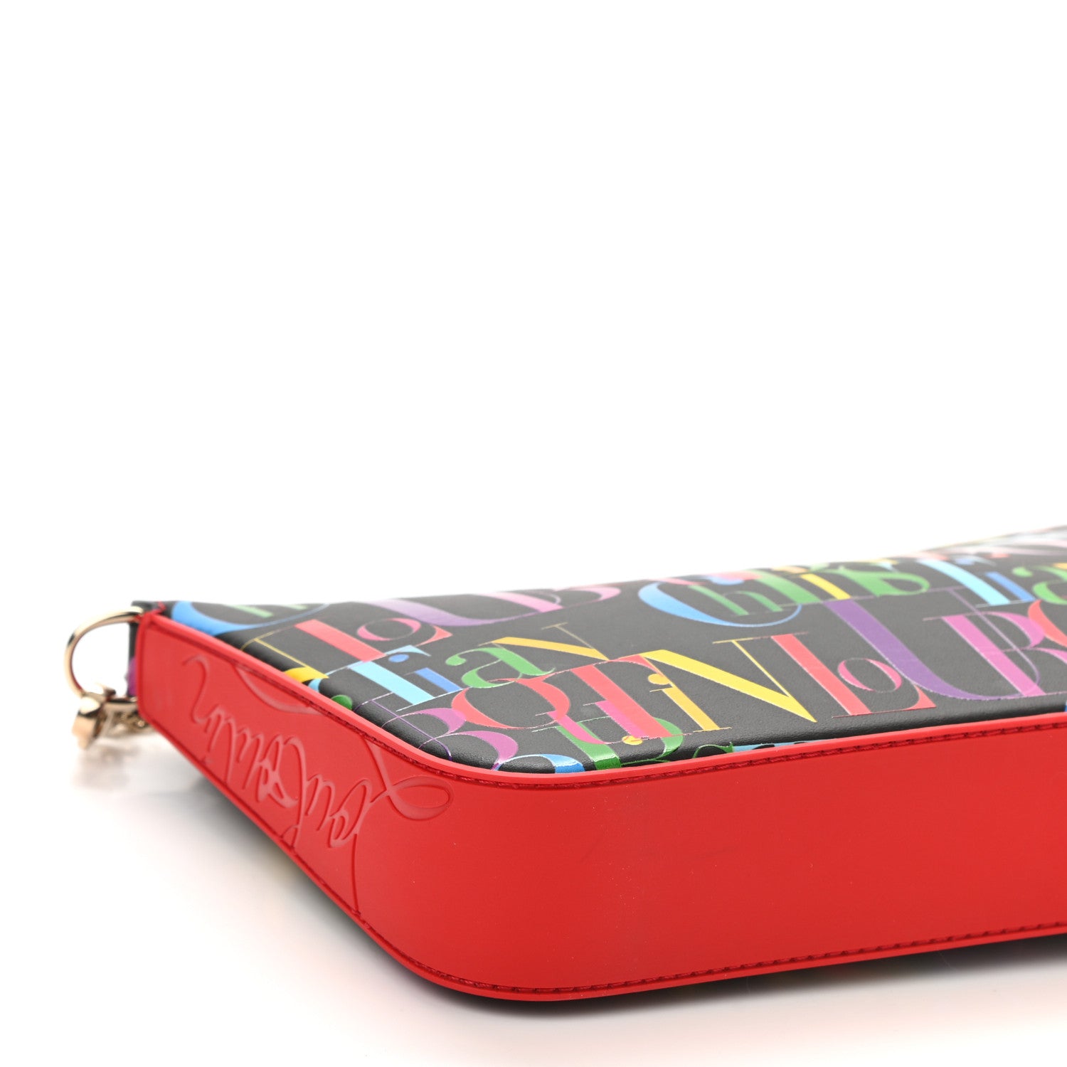 Christian Louboutin Calfskin Logo Loubila Chain Clutch Black Multicolor 8 of 9