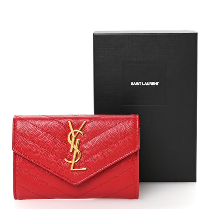 Saint Laurent Grain De Poudre Matelasse Chevron Small Monogram Envelope Wallet Bandana Red 8 of 8