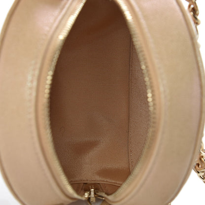 Chanel Iridescent Caviar Quilted Round Clutch With Chain Beige 7 of 9