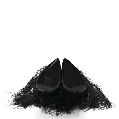 Saint Laurent Velluto Master Ostrich Yeti 110 Short Boots 37 Black 5 of 8