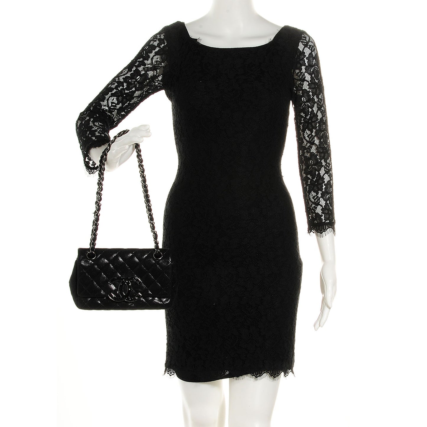 Sequin Goatskin Crystal CC Mini Flap Black