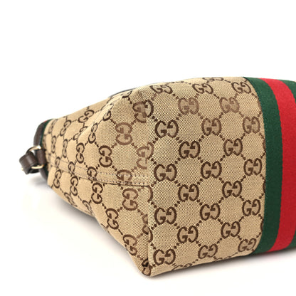Gucci Monogram Web Small Giglio Tote Beige Dark Brown 9 of 10