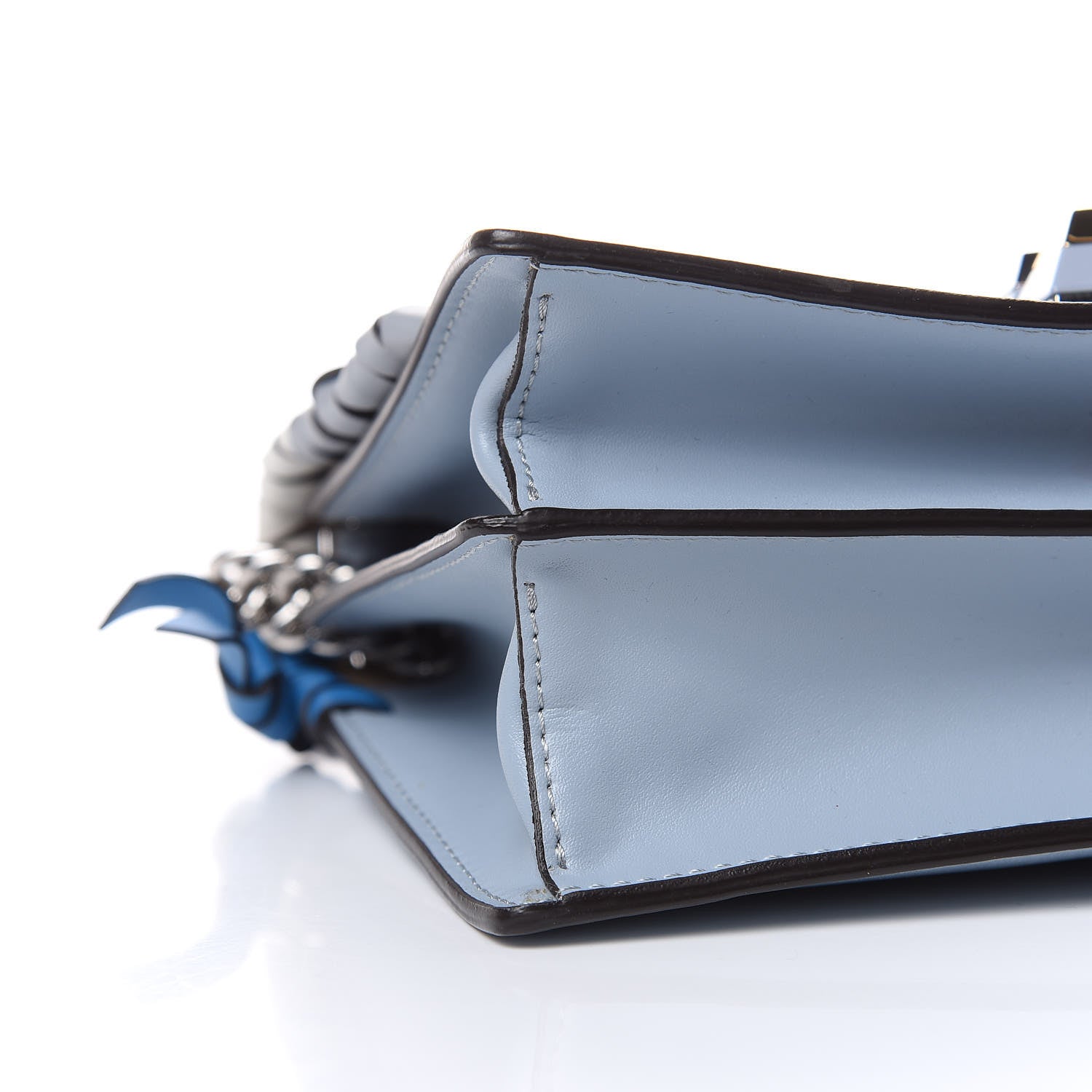 Fendi Vitello Liberty Whipstitch Bow Small Kan I Shoulder Bag Azzurro Polvere Multicolor 8 of 9