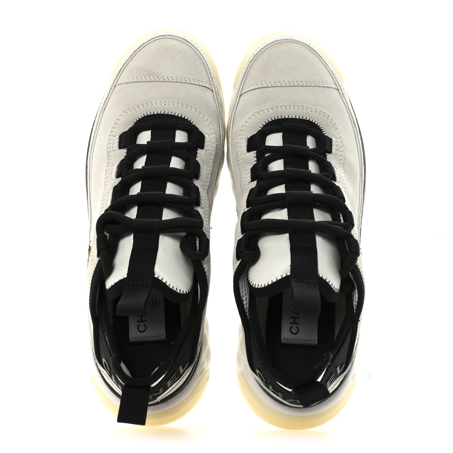 Suede Calfskin Nylon Grosgrain CC Sneakers 37 White