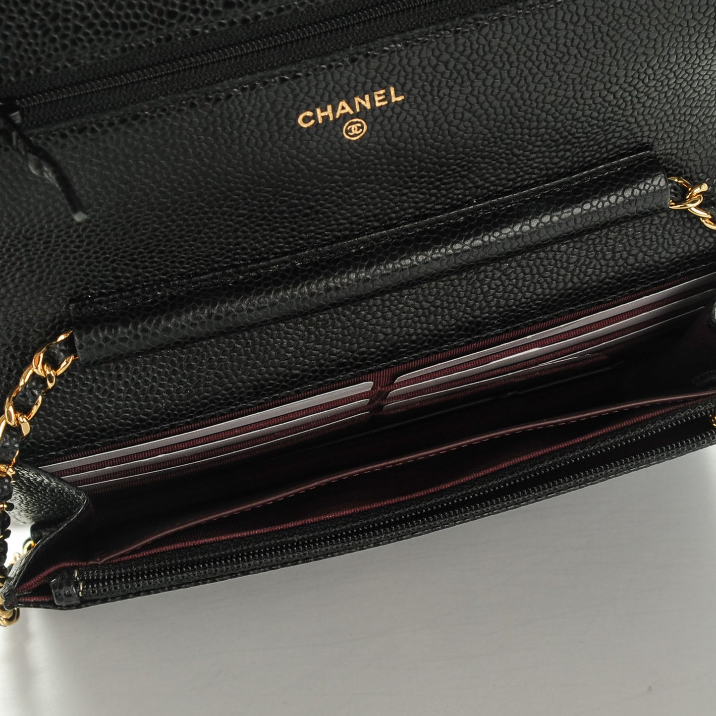 Caviar Quilted Wallet On Chain WOC Black