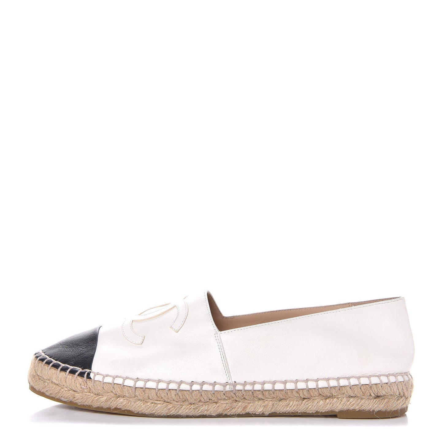 Lambskin CC Espadrilles 40 White Black