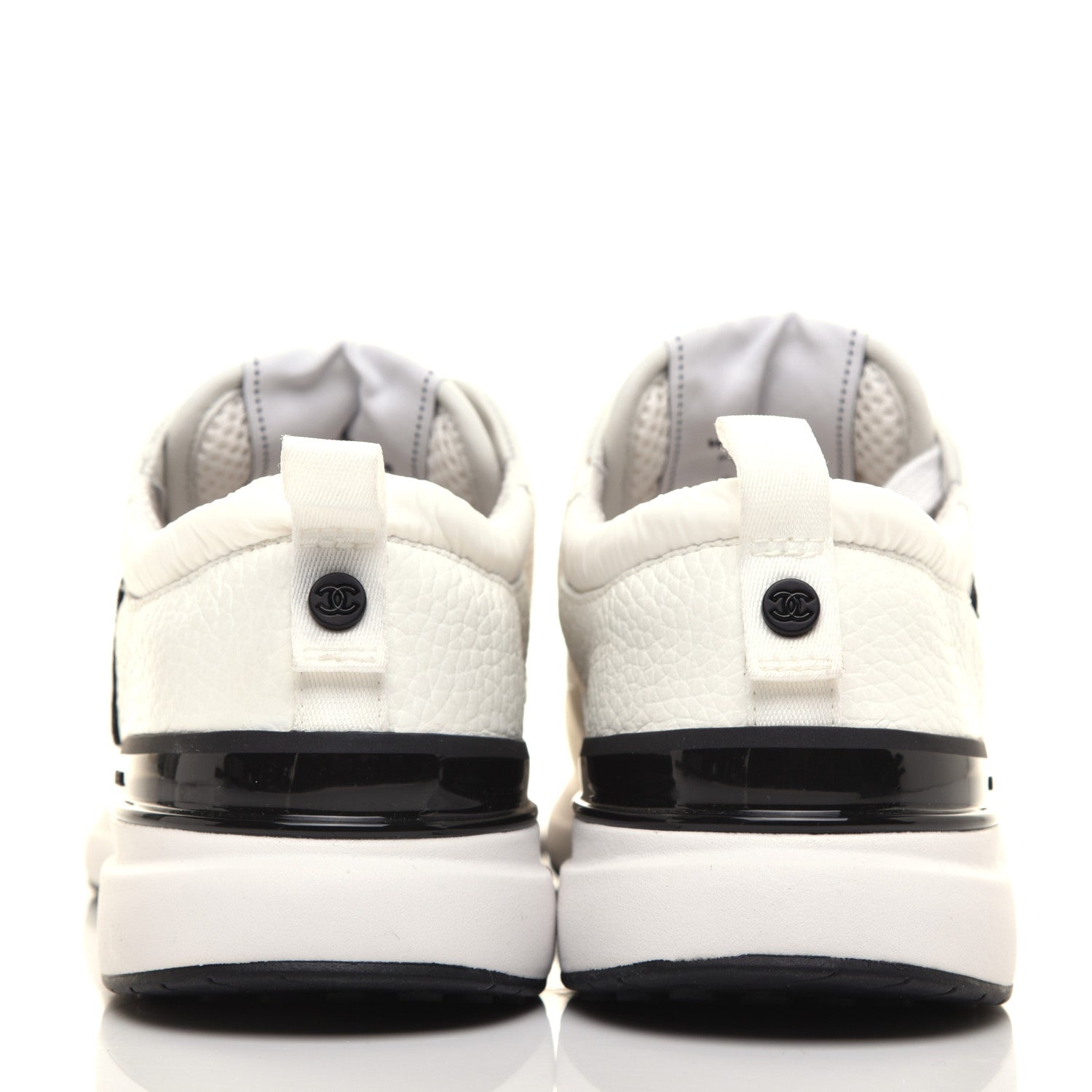 Chanel Calfskin Mesh Lycra Suede Womens Logo Sneakers 38 White 5 of 10
