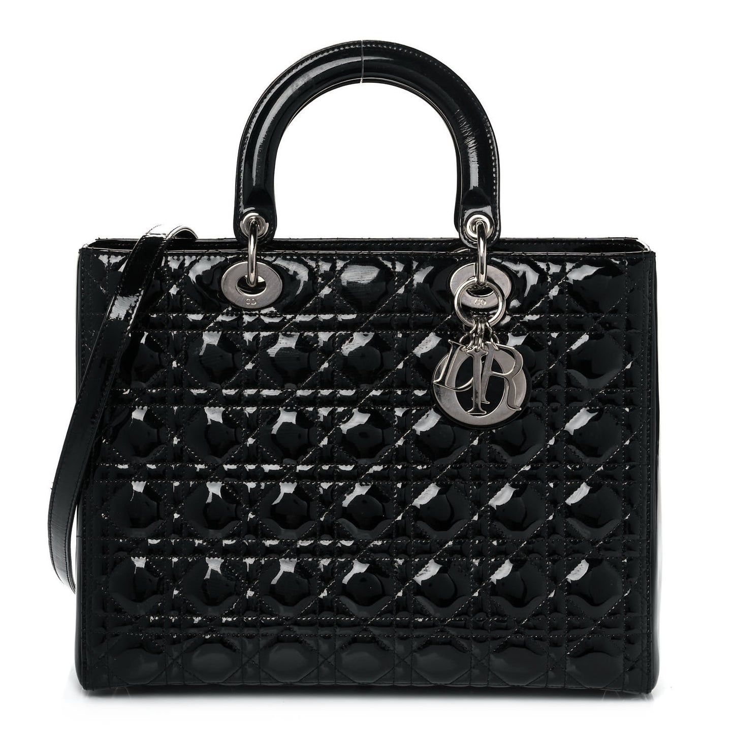 Patent Cannage Large Lady Dior Black