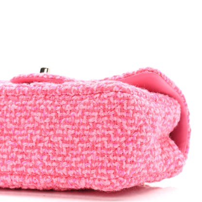 Chanel Wool Tweed Quilted Mini Rectangular Flap Dark Pink Fuchsia 10 of 11