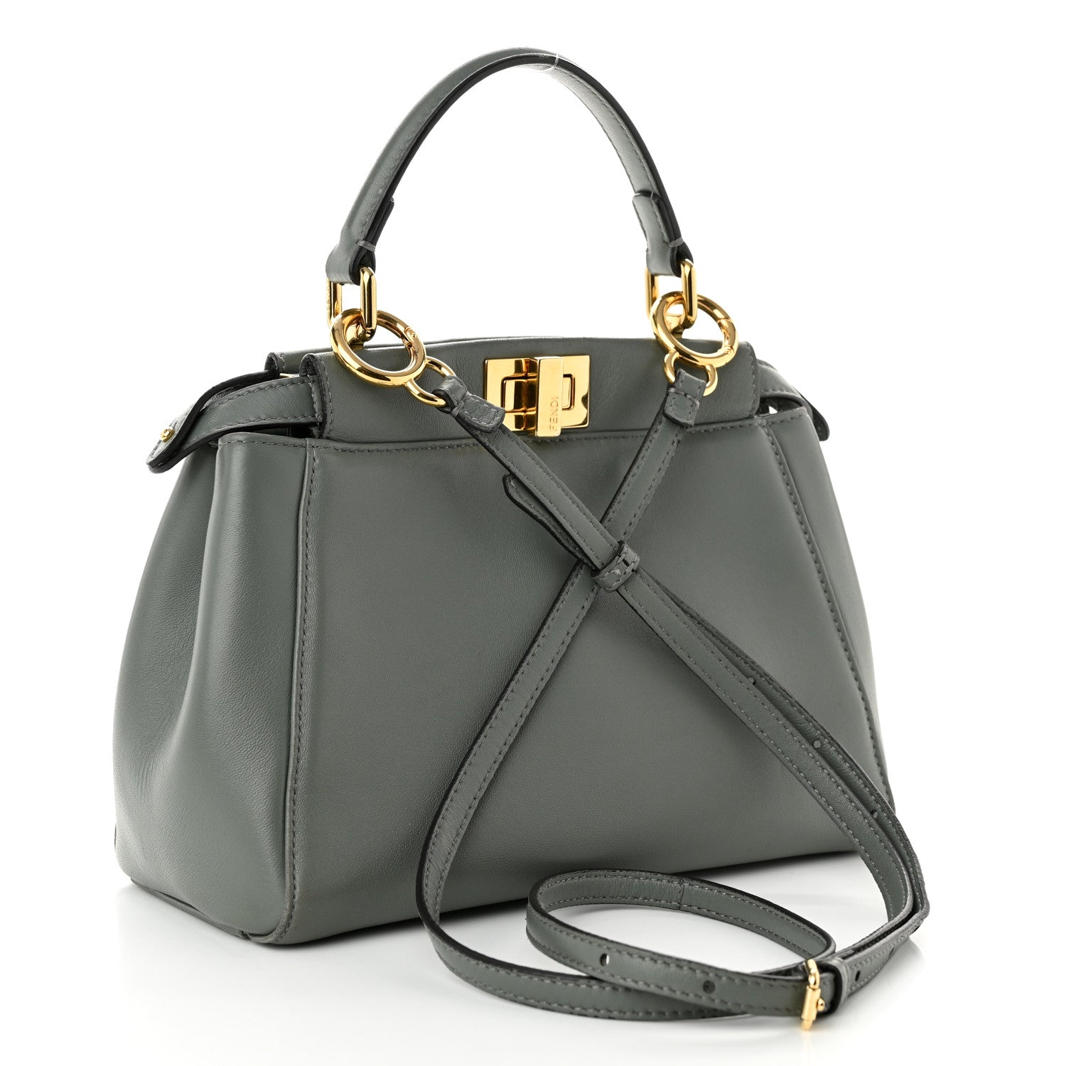 Fendi Nappa Mini Peekaboo Iconic Satchel Fumo 3 of 11