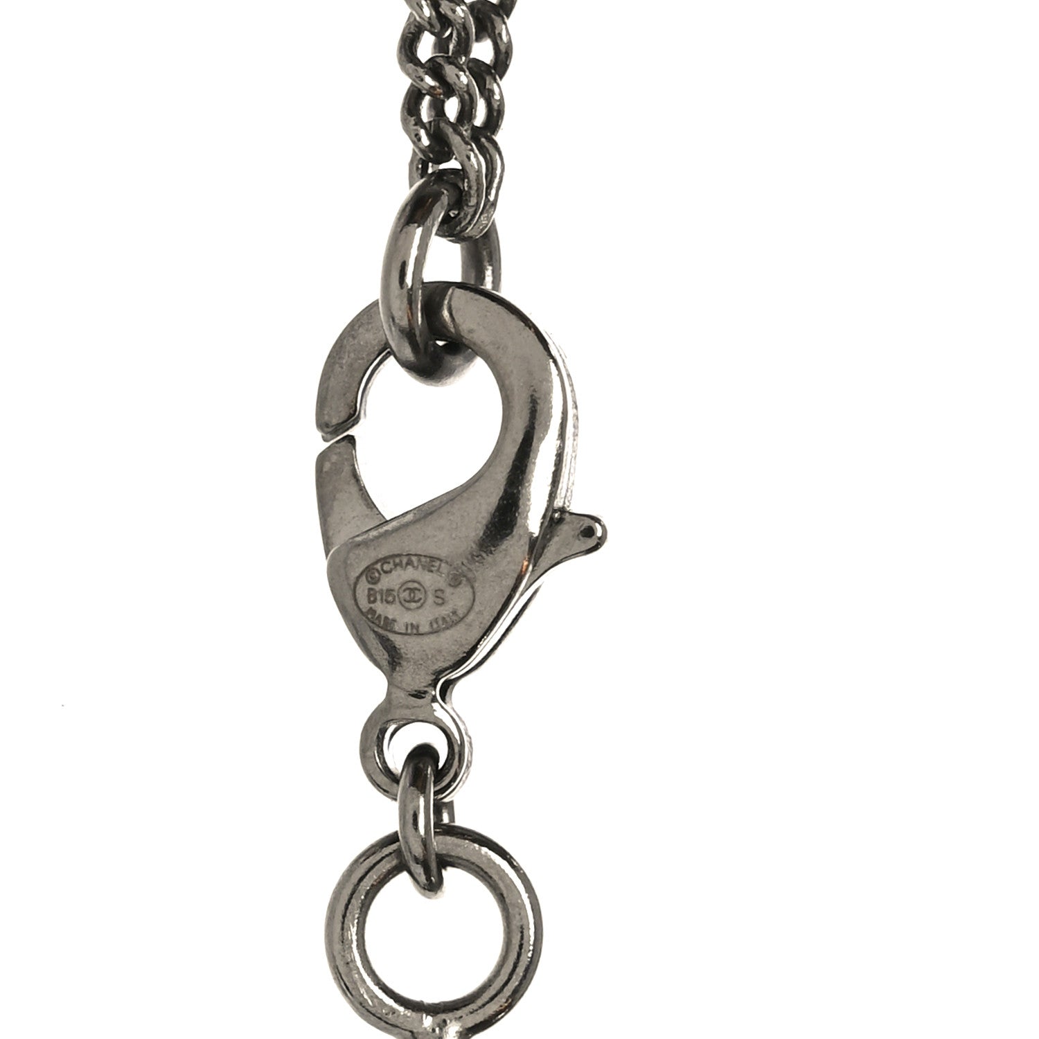 Chanel Baguette Crystal CC Necklace Silver 4 of 4