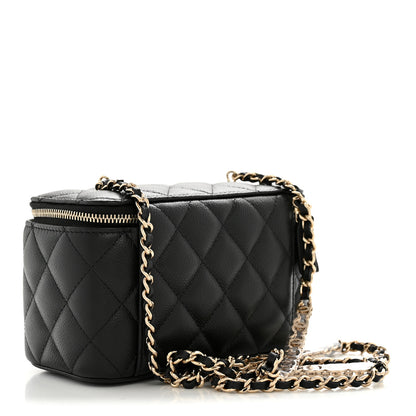 Chanel Caviar Quilted Small Tiny CC Vanity Case With Chain Black 3 of 11