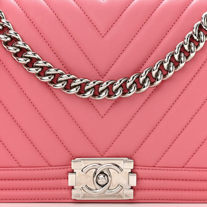 Chanel Calfskin Chevron Quilted New Medium Boy Flap Pink 8 of 10