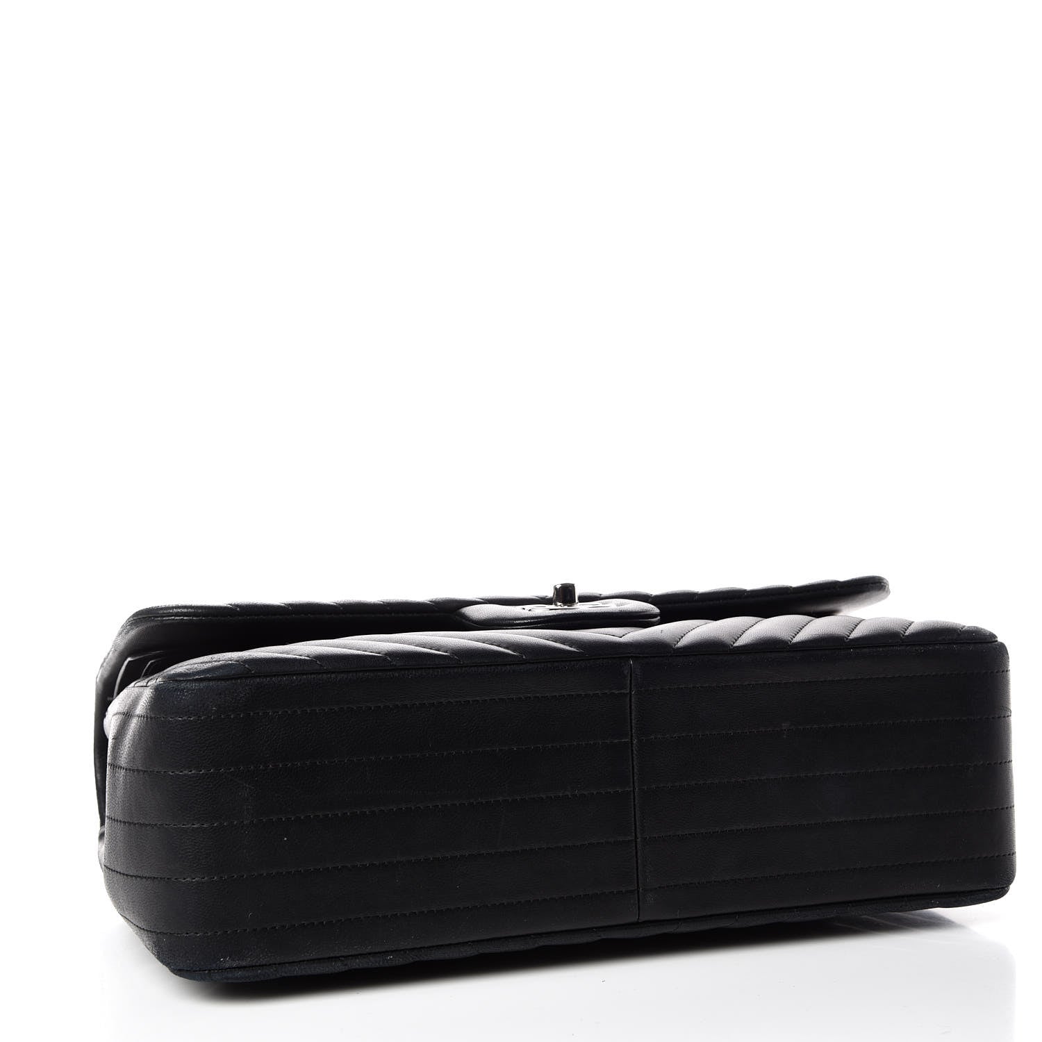 Chanel Lambskin Chevron Quilted Jumbo Double Flap Black 4 of 13