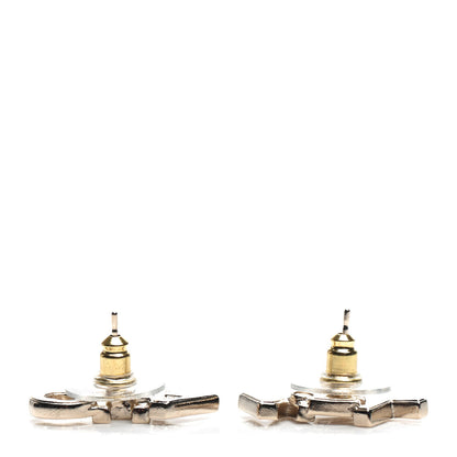Chanel Crystal Pearl Signature Stud Earrings Gold 3 of 5