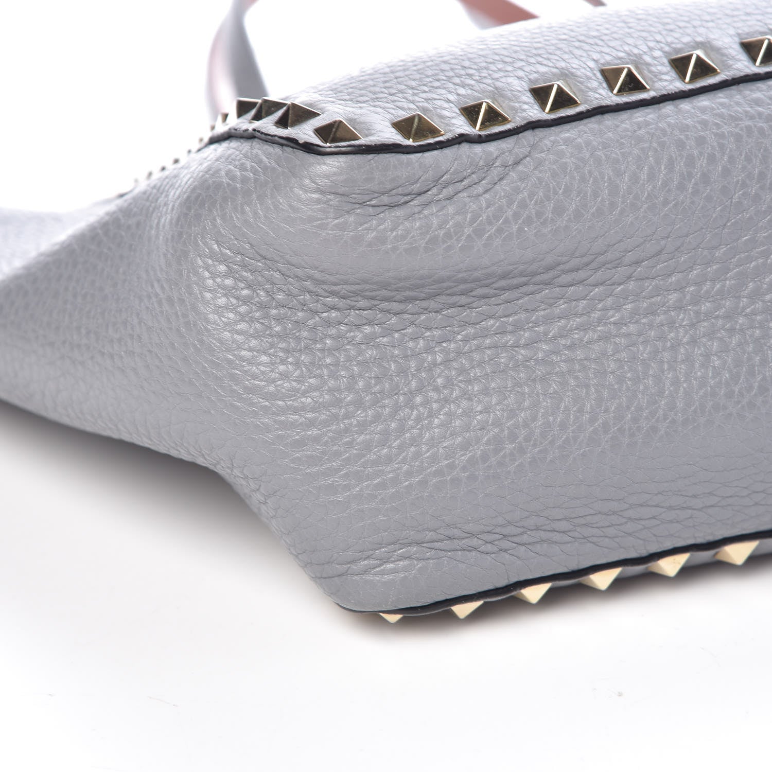 Valentino Garavani Grained Calfskin Small Rockstud Reversible Tote Grey Dark Rose 17 of 19