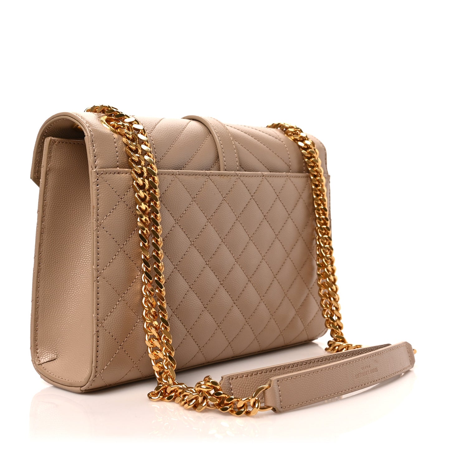 Grain De Poudre Textured Mixed Matelasse Medium Triquilt Monogram Satchel Dark Beige
