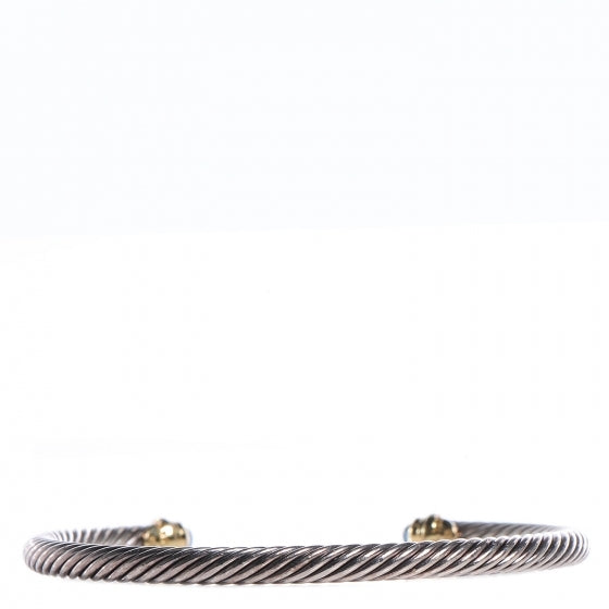David Yurman Sterling Silver and 14k Yellow Gold 4mm Cable Kids Classic Cuff Sapphire 3 of 6