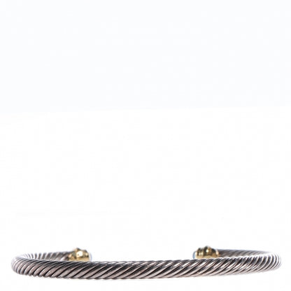 David Yurman Sterling Silver and 14k Yellow Gold 4mm Cable Kids Classic Cuff Sapphire 3 of 6
