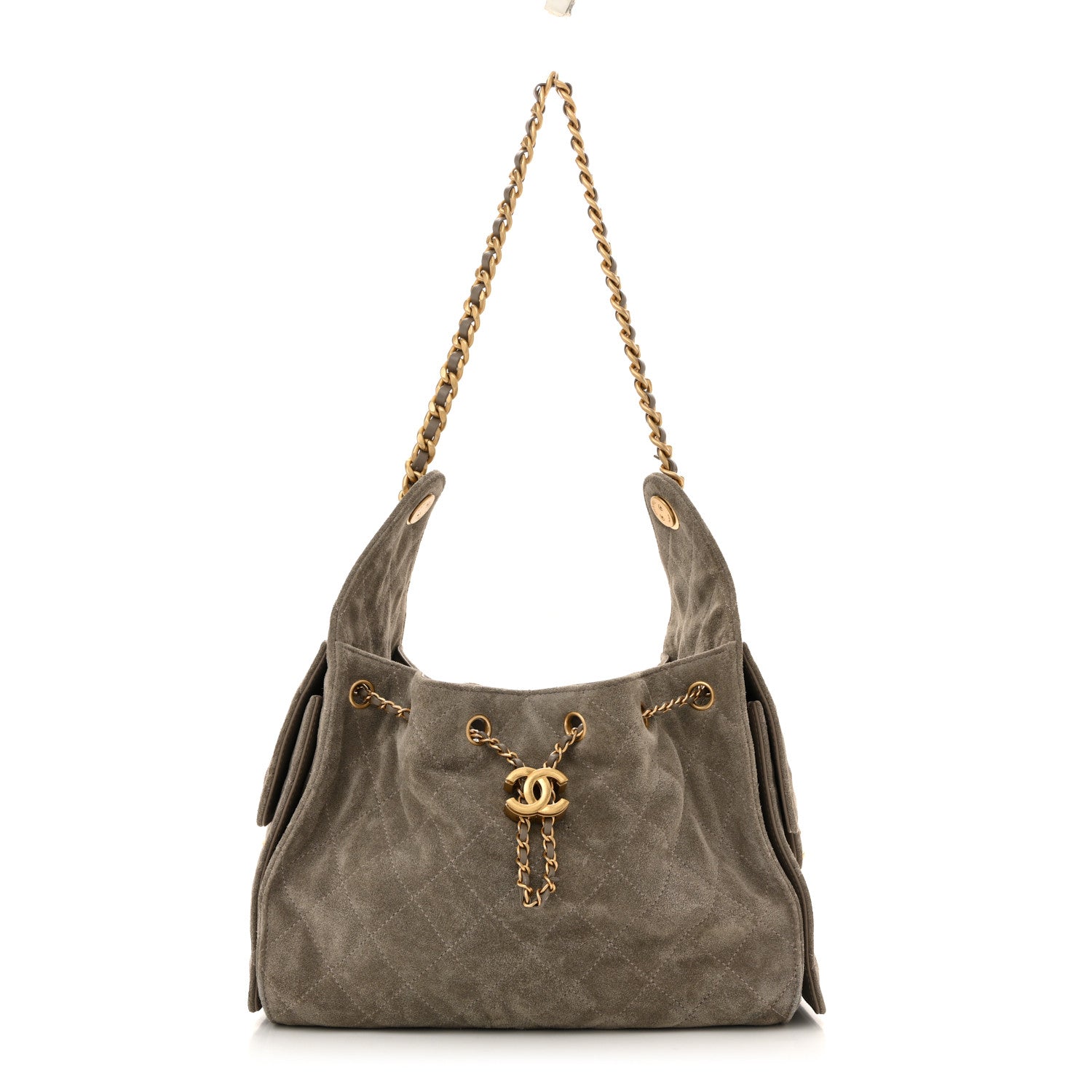 Chanel Suede Quilted Small Chanel 25 Handbag Dark Grey 1 of 12