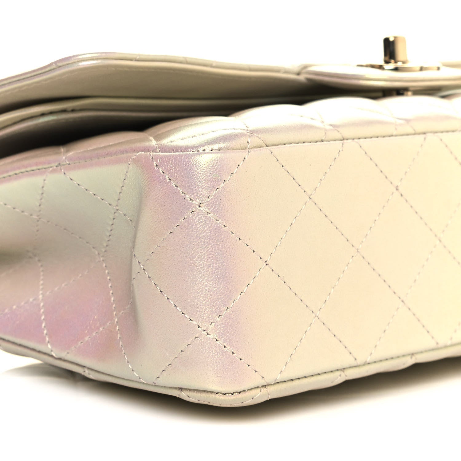 Chanel Iridescent Lambskin Quilted Medium Double Flap Ivory 9 of 11