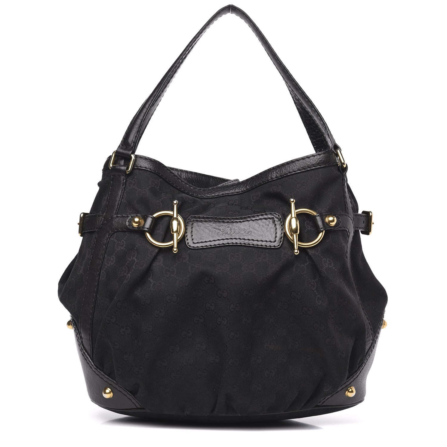 Gucci Monogram Medium Jockey Tote Black 1 of 17