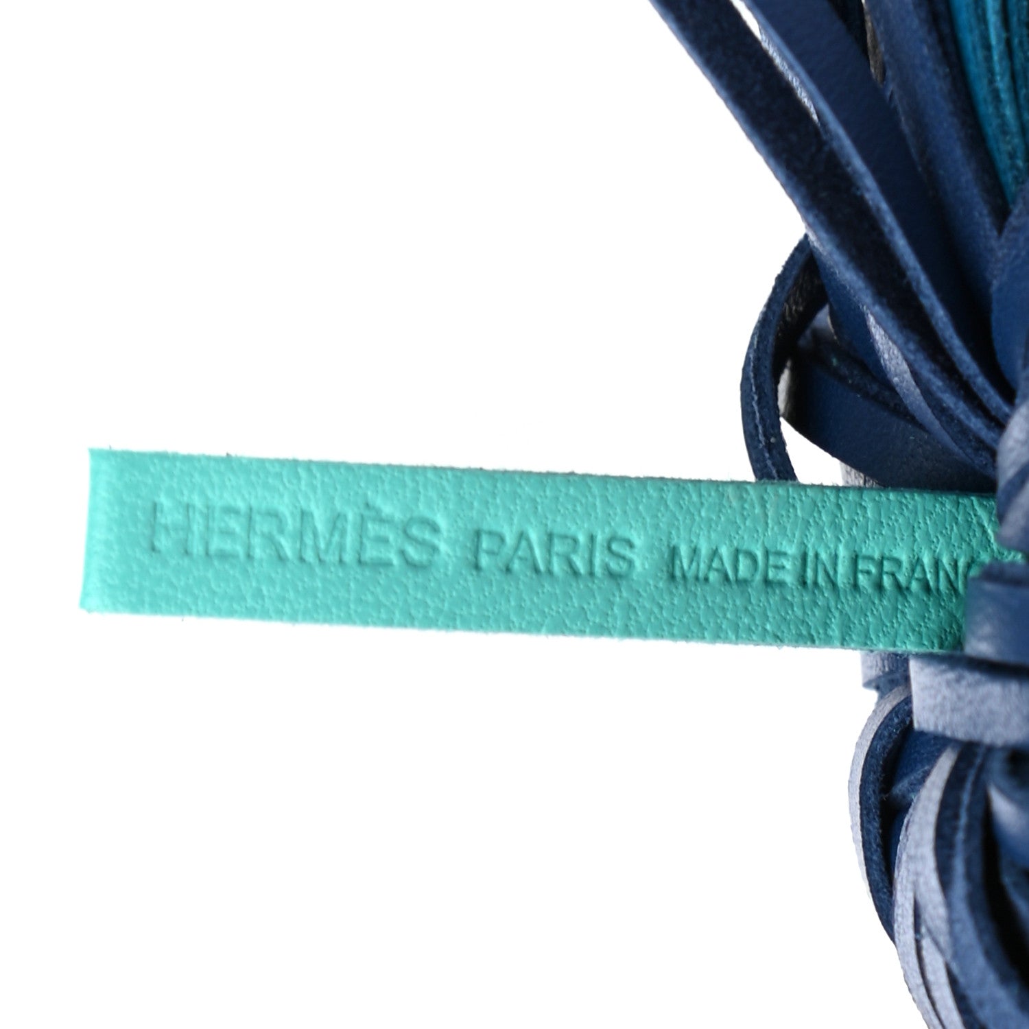 Hermes Lambskin Tri-Color Carmen Tassel Key Holder Bleu Lagoon Bleu Izmir Bleu De Malte 3 of 3