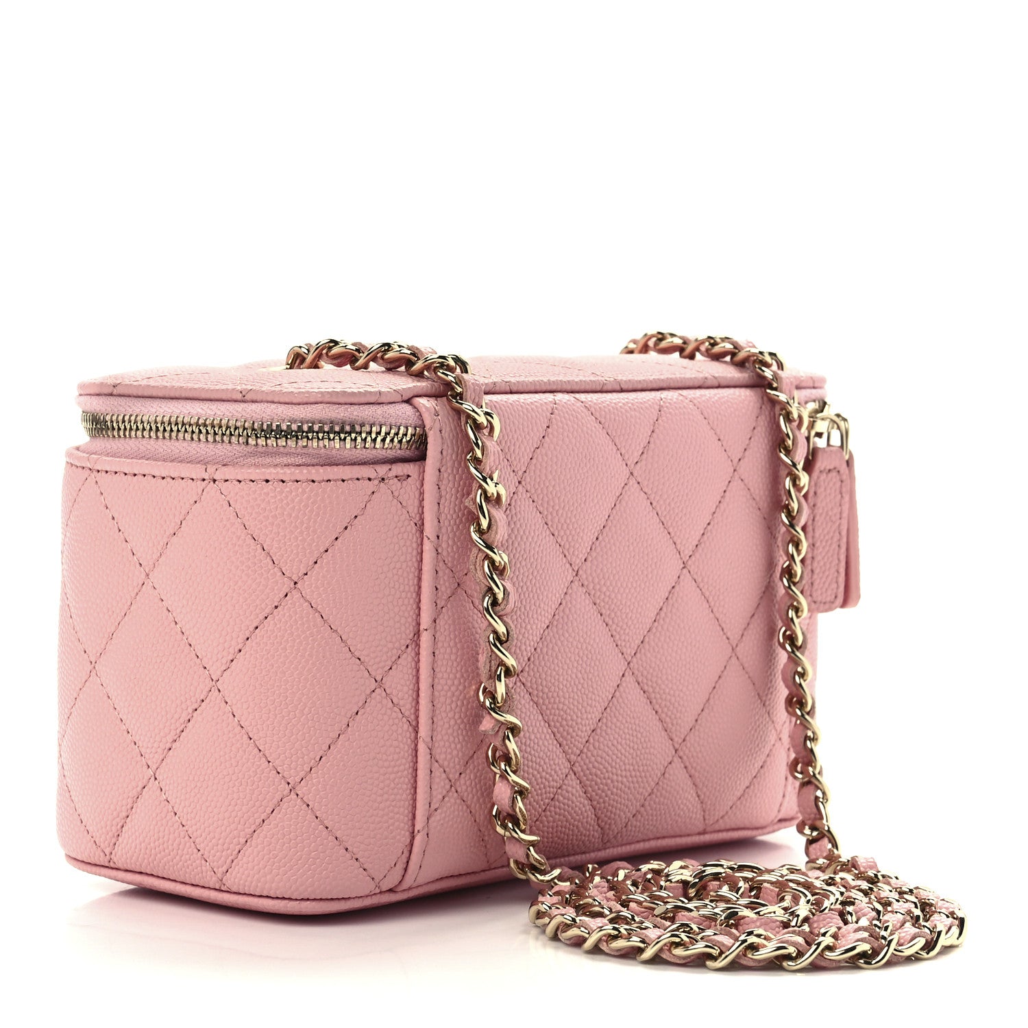 Chanel Caviar Quilted Small Vanity Case With Chain Pink 3 of 12