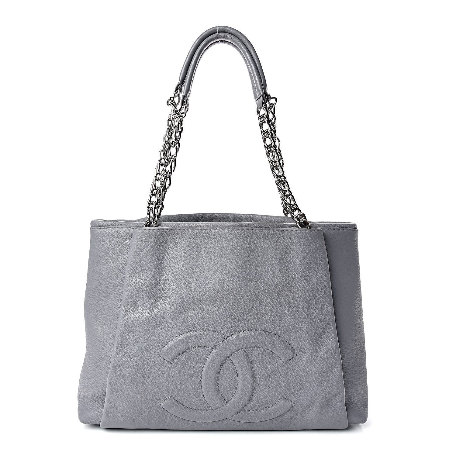Chanel Caviar Large CC Tuck Tote Grey 1 of 11