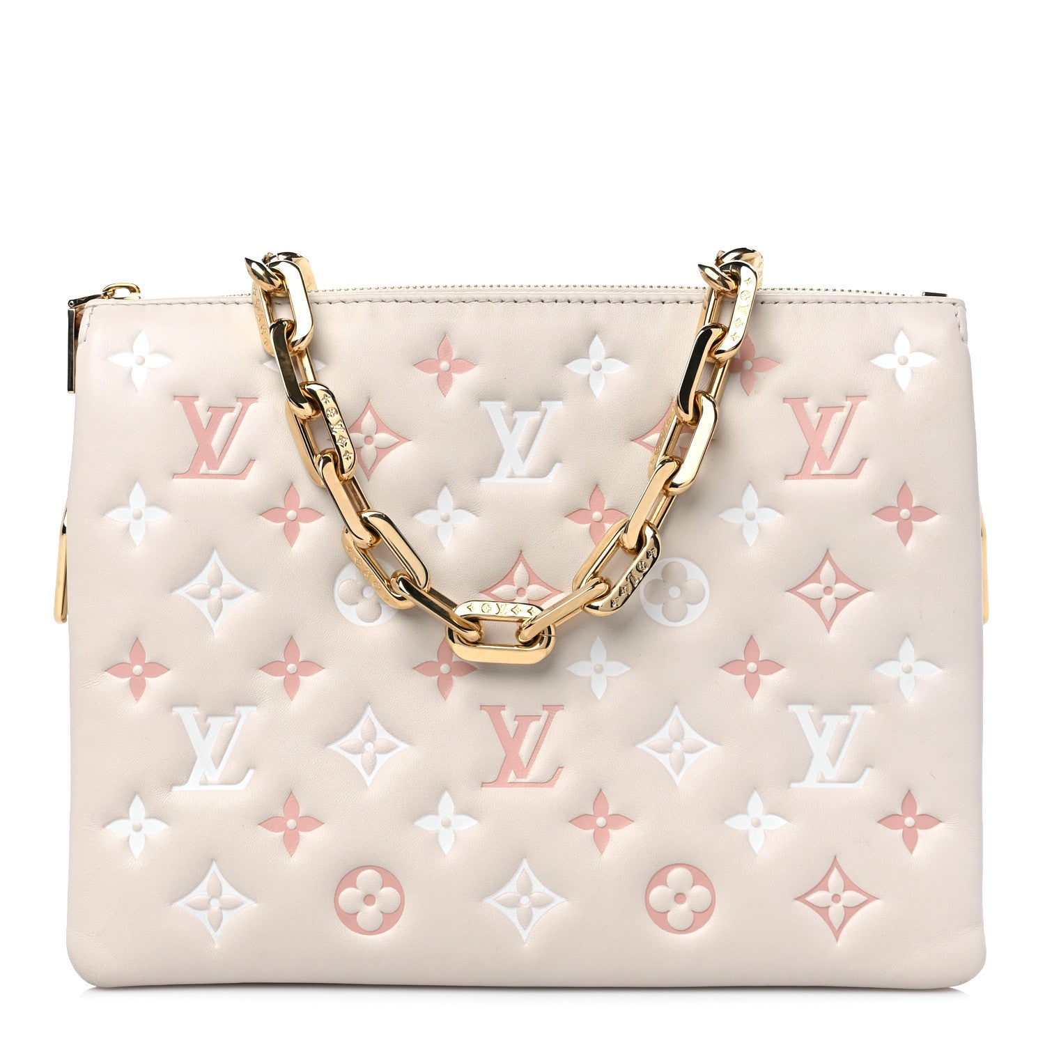 Louis Vuitton Lambskin Embossed Monogram Coussin PM Natural Creme 1 of 11
