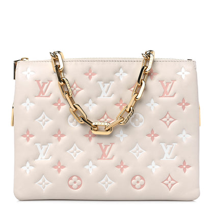 Louis Vuitton Lambskin Embossed Monogram Coussin PM Natural Creme 1 of 11