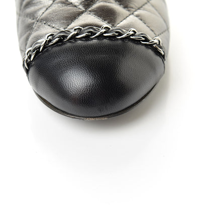 Chanel Iridescent Lambskin Quilted CC Chain Mules 36 Silver Black 16 of 16