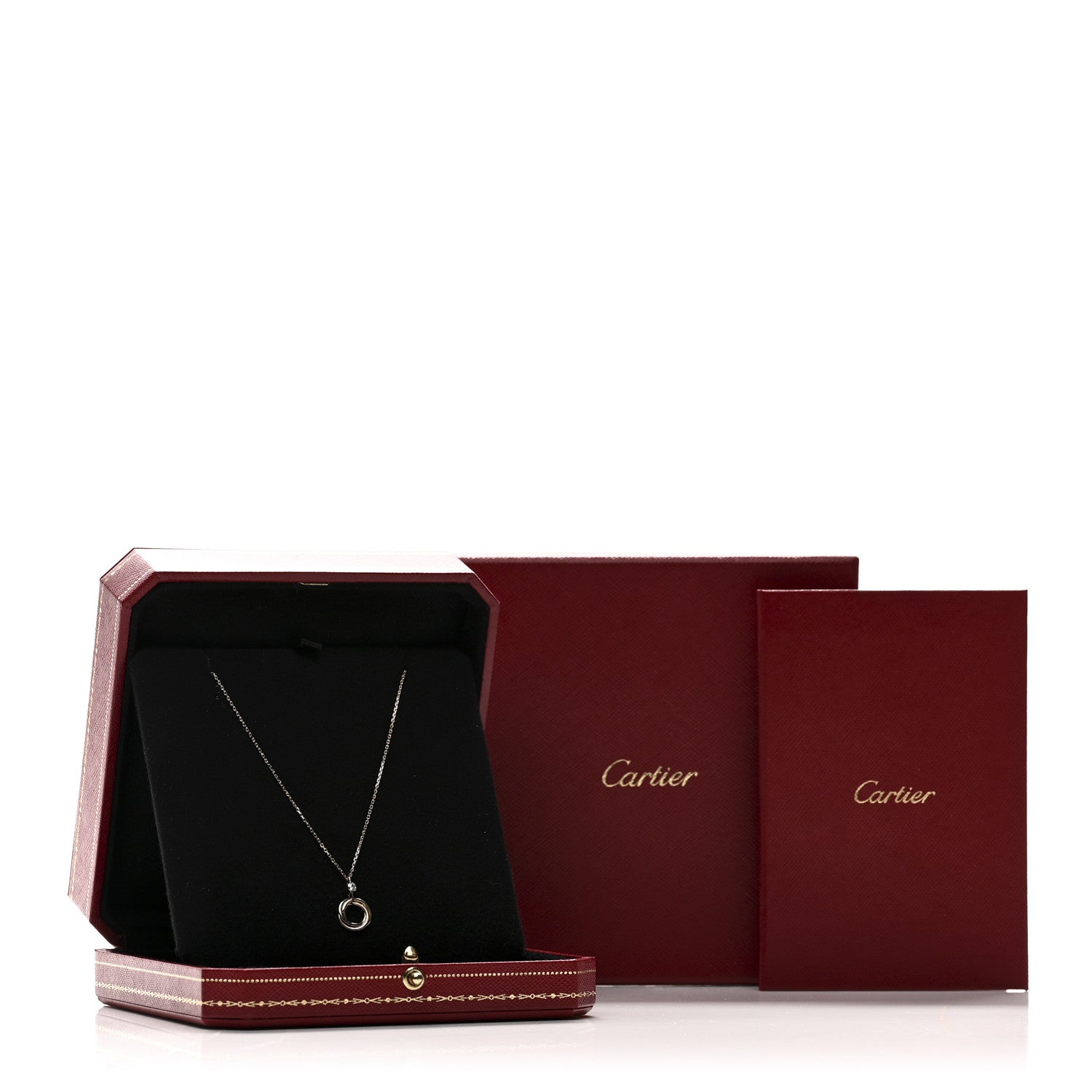 Cartier 18K Pink Yellow White Gold Diamond Trinity Pendant Necklace 5 of 5