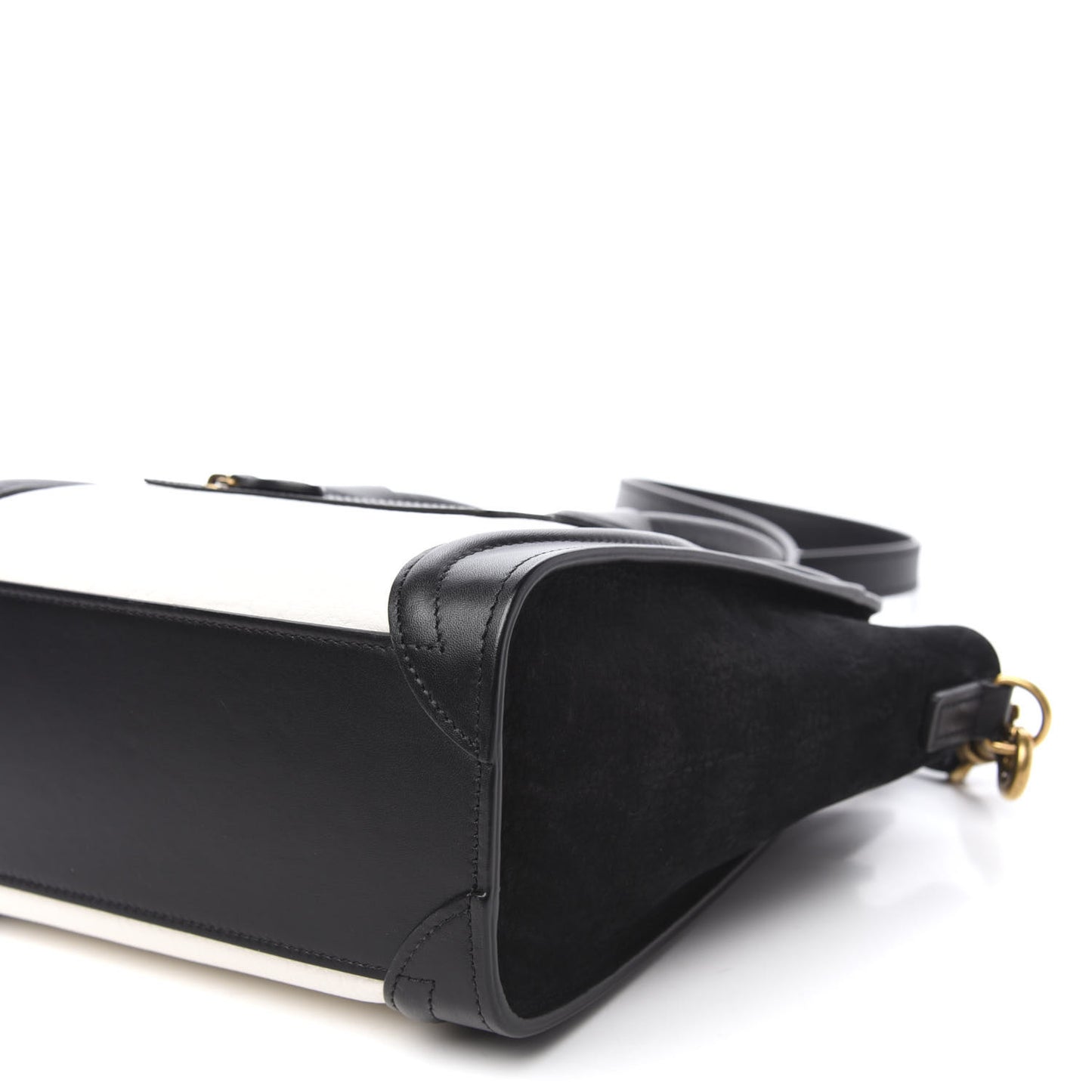 Bullhide Calfskin Nubuck Bi-Color Nano Luggage Black White