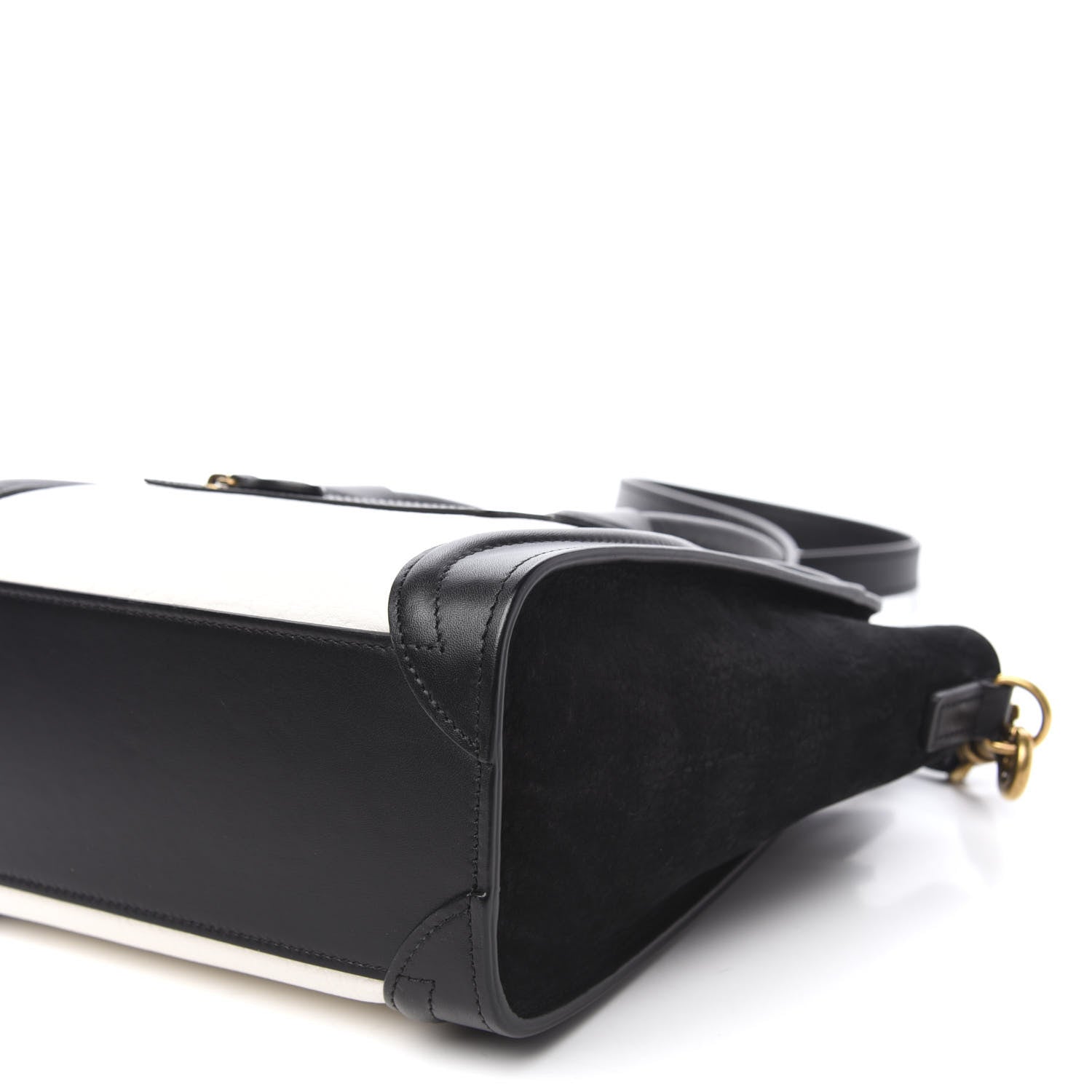 Celine Bullhide Calfskin Nubuck Bi-Color Nano Luggage Black White 7 of 9