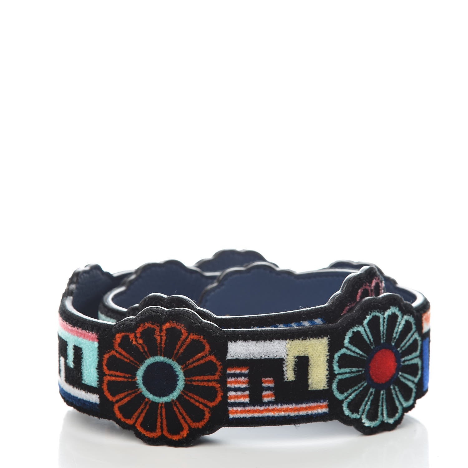 Fendi Velvet Tapestry Fun Fair Strap You Black Navy Multicolor 2 of 5