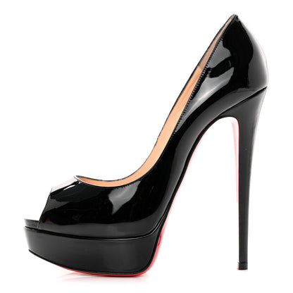 Christian Louboutin Patent Lady Peep 150 Pumps 38 Black 1 of 11