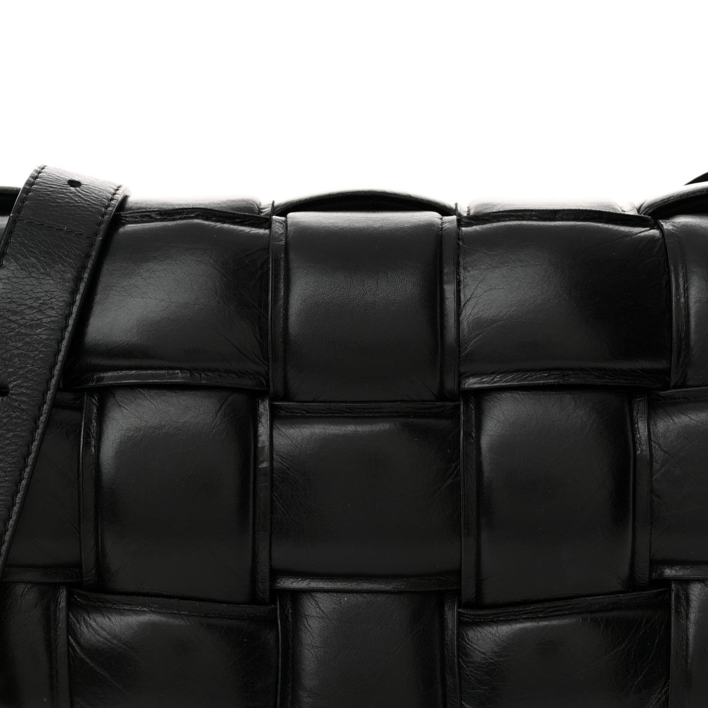Paper Calfskin Maxi Intreccio Padded Cassette Crossbody Black