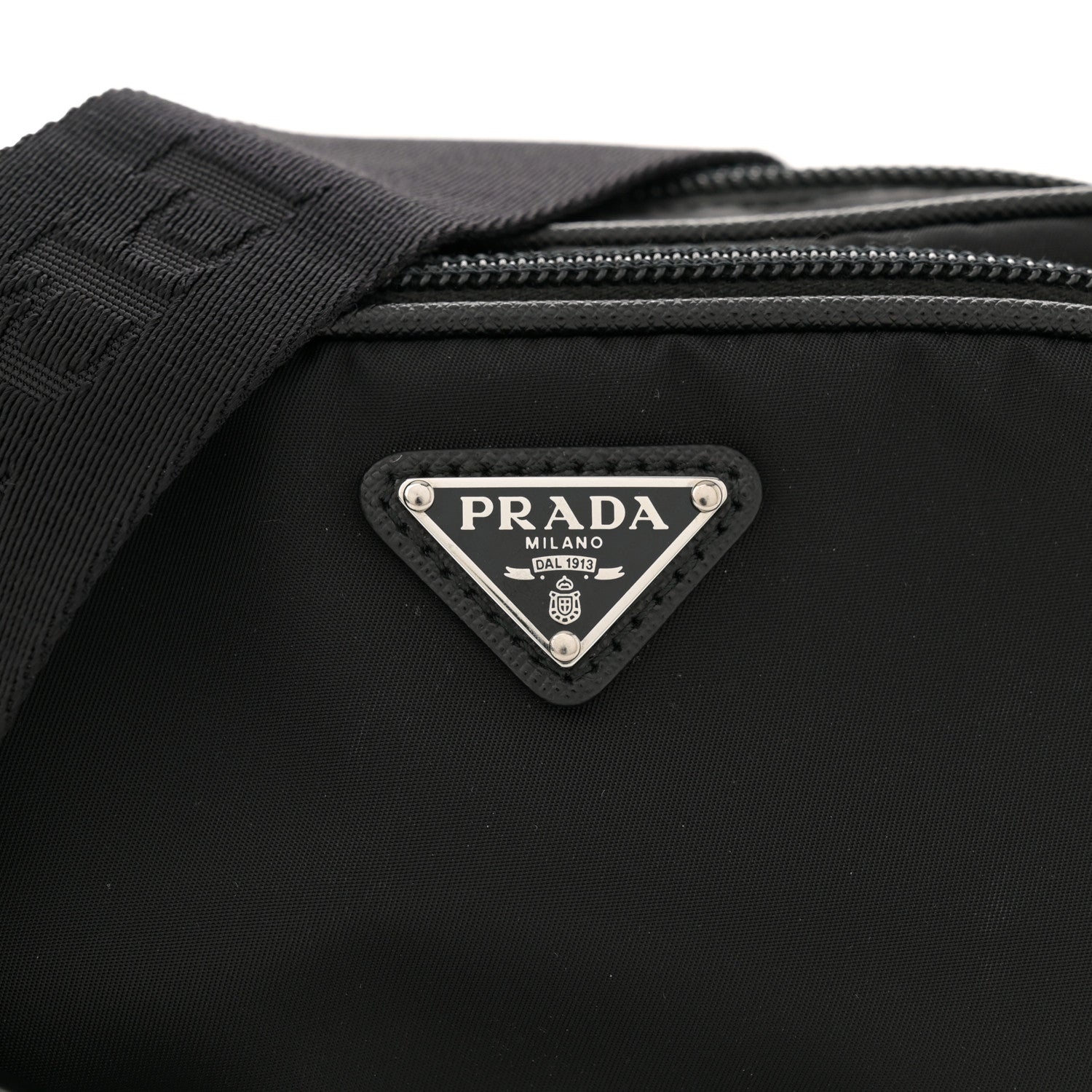 Prada Tessuto Saffiano Brique Crossbody Messenger Bag Black 7 of 9