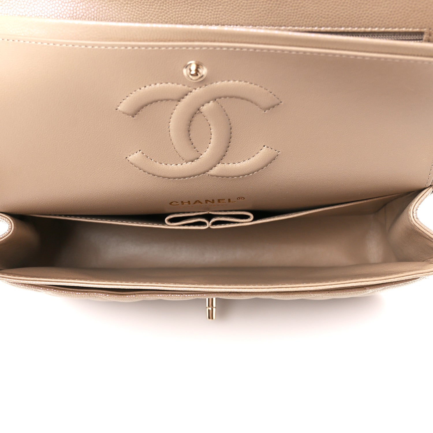 Chanel Iridescent Caviar Quilted Medium Double Flap Dark Beige 5 of 12