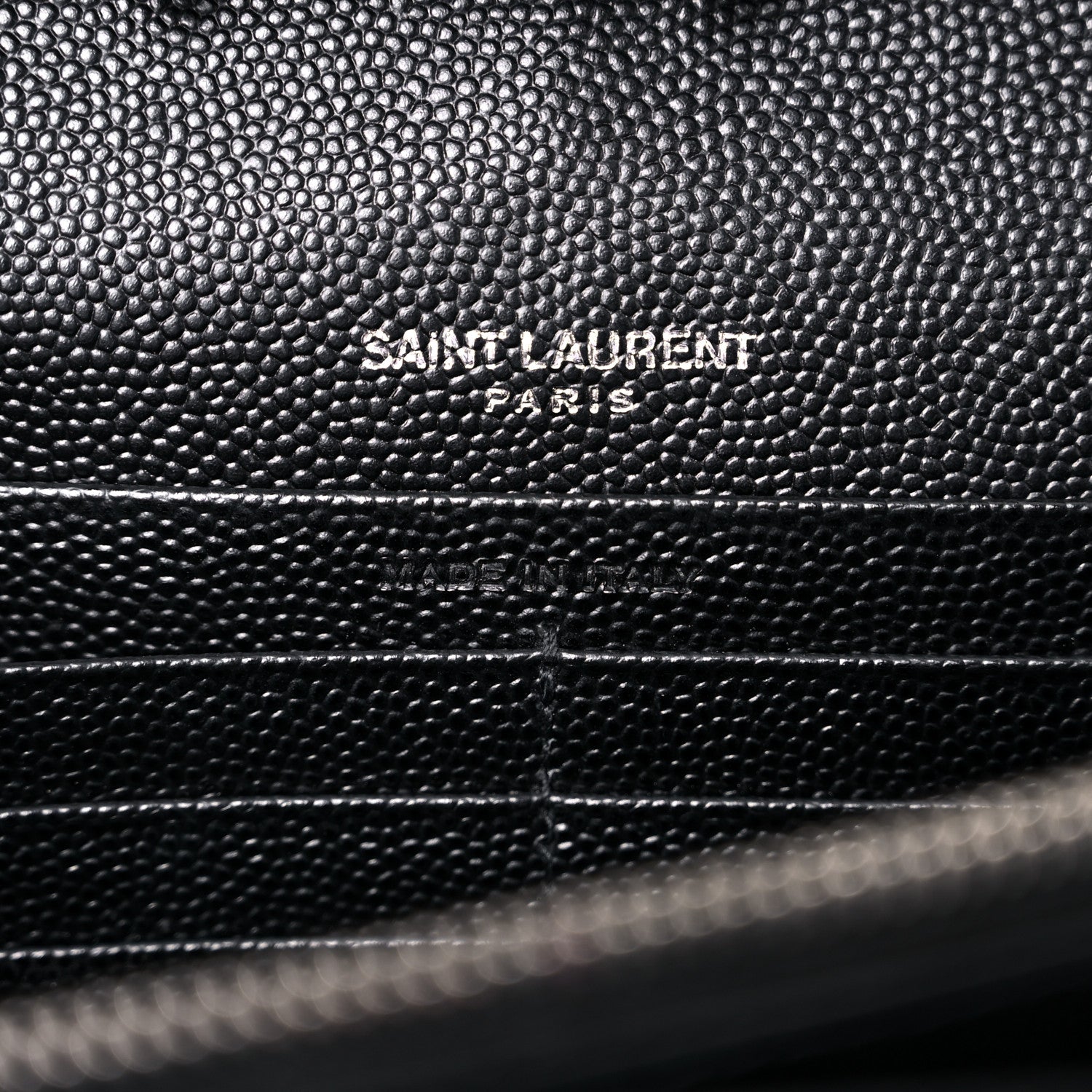 Saint Laurent Grain De Poudre Matelasse Chevron Monogram Chain Wallet Black 6 of 14