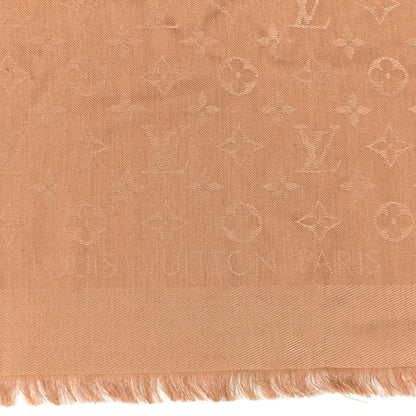 Louis Vuitton Silk Wool Monogram Shine Shawl Caramel 2 of 14