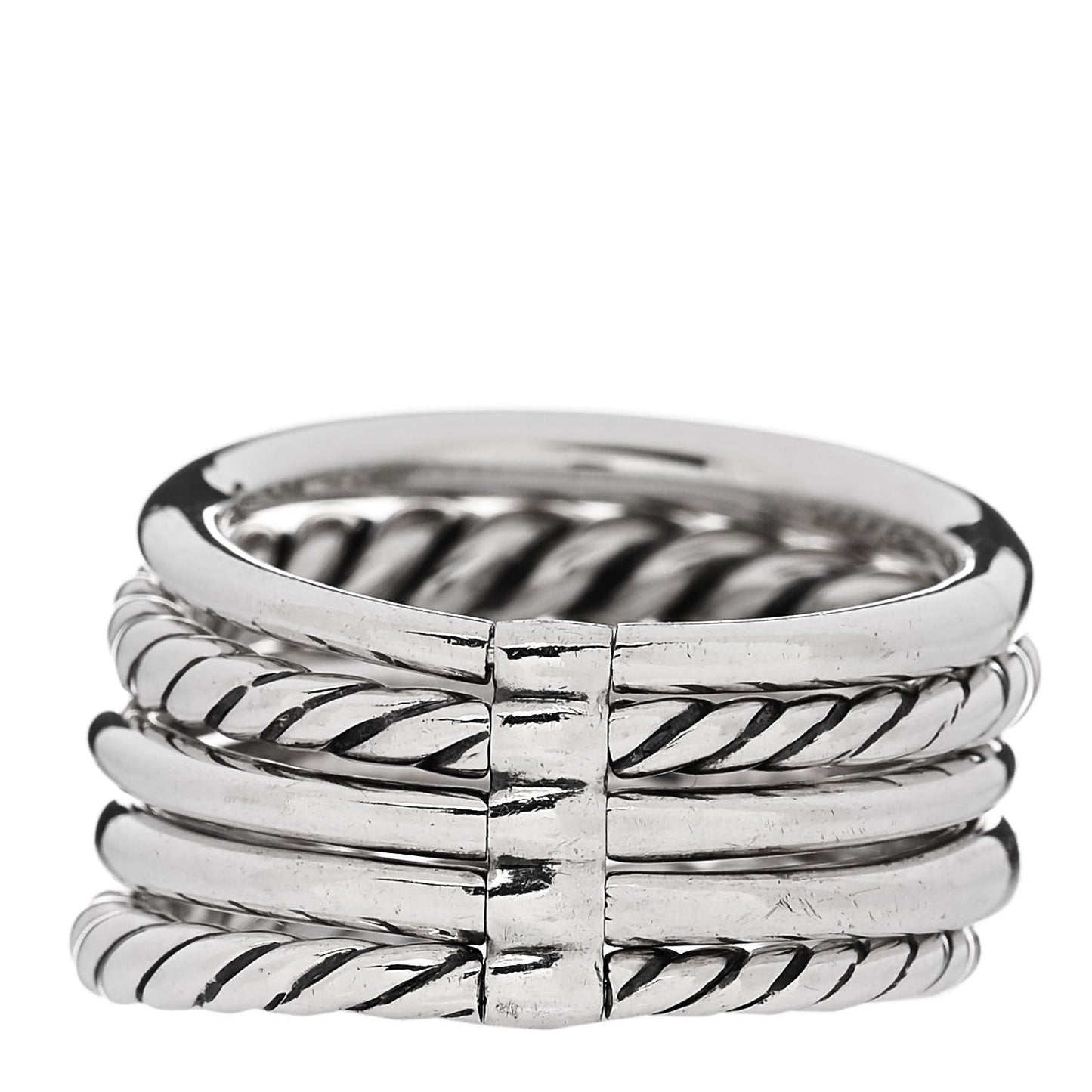Sterling Silver Diamond 16mm Pure Form Stacked Ring 58 8.25