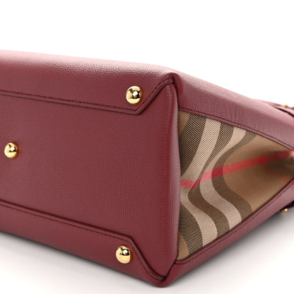 Burberry Grainy Calfskin House Check Medium Banner Tote Mahogany Red 9 of 9