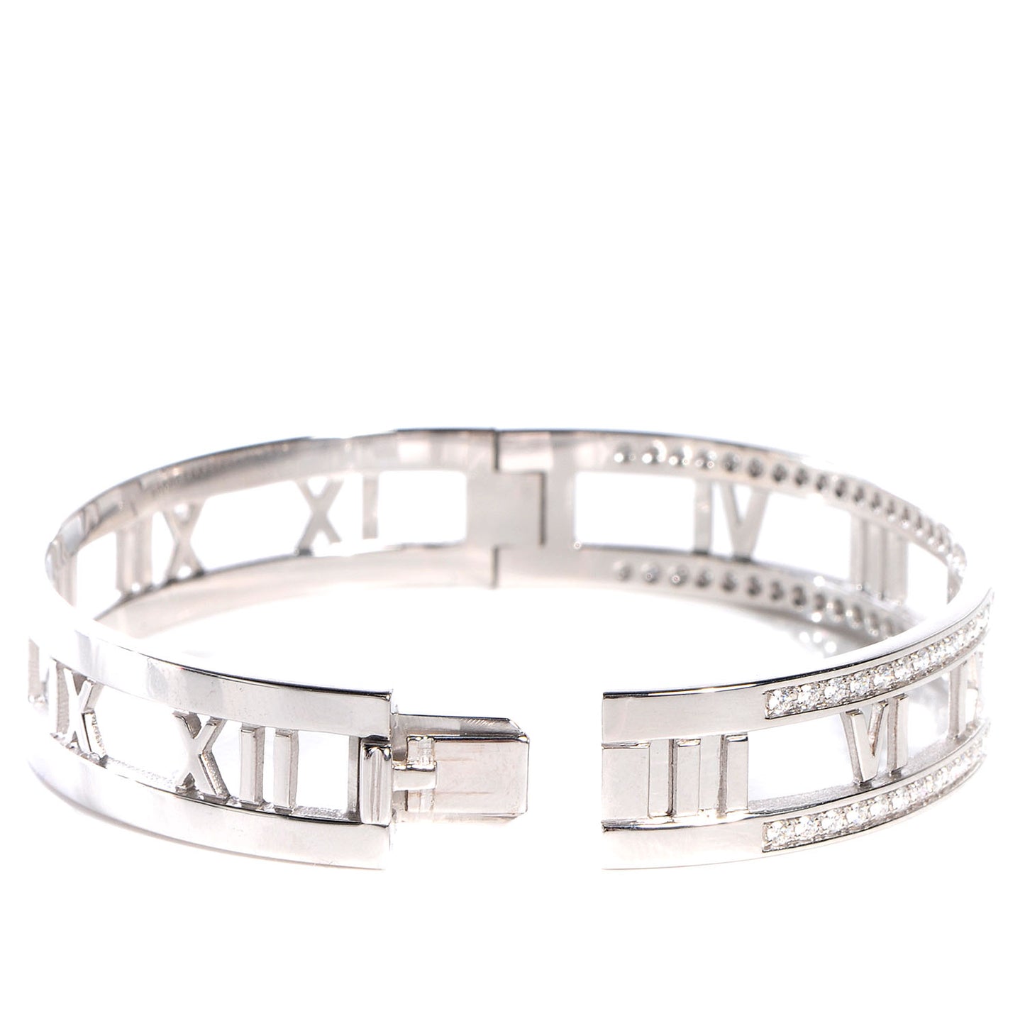 18k White Gold Diamond Atlas Hinged Bangle