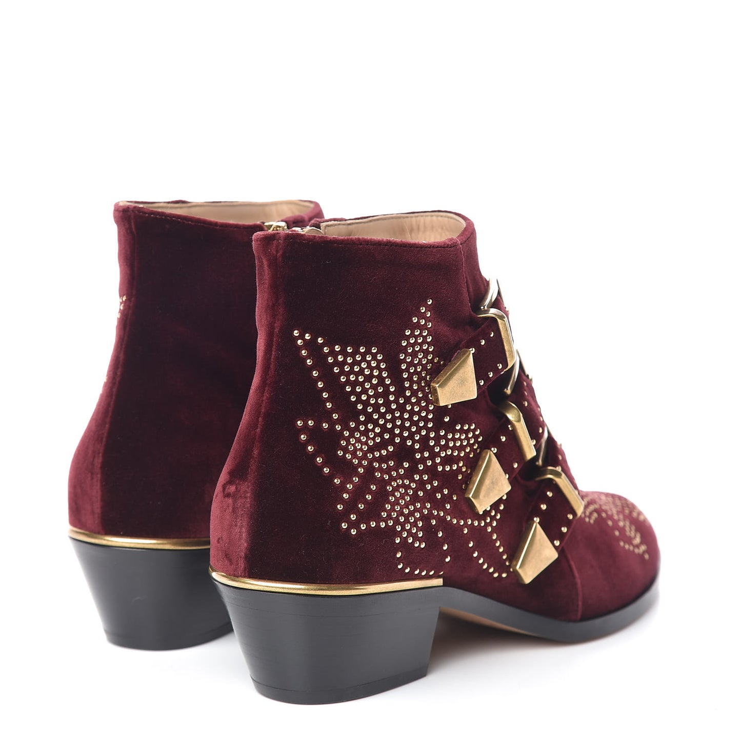 Velvet Studded Susanna Ankle Boots 37.5 Bordeaux